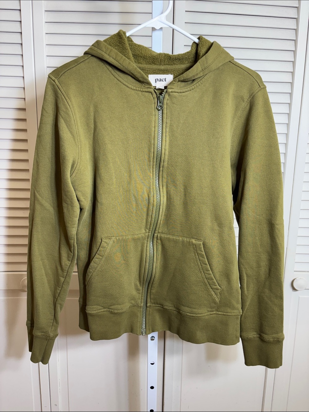 Pact Light Green Hoodie Fleeced Sweatshirt in Organic Cotton Medium